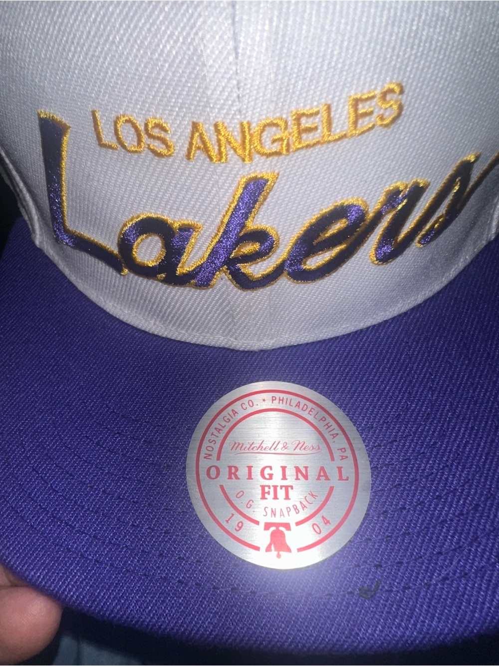 Mitchell & Ness Los Angeles Lakers Kids Snapback Hat - White, Purple & Gold